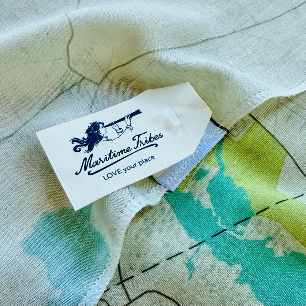 NEW with TAGS Elegant Wrap with map of Aquidneck Island, Newport Rhode Island